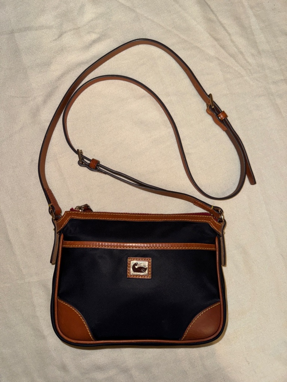 Dooney & Bourke Black with Brown Leather Trim Crossbody